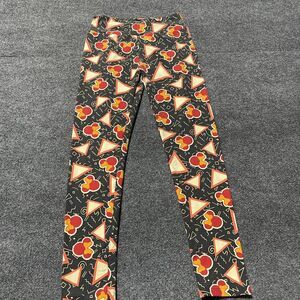 LuLaRoe Leggings Girl One Size Black Disney Mickey Mouse Geometric Pattern